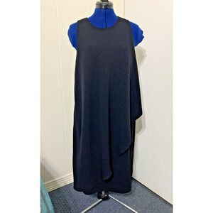 Lauren Ralph Lauren Sleeveless Midi Black Ruffle Dress Size 16 LBD Church